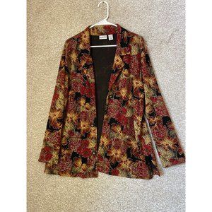 Chicos Floral Women’s Designer Decorative Button Blazer Size XL